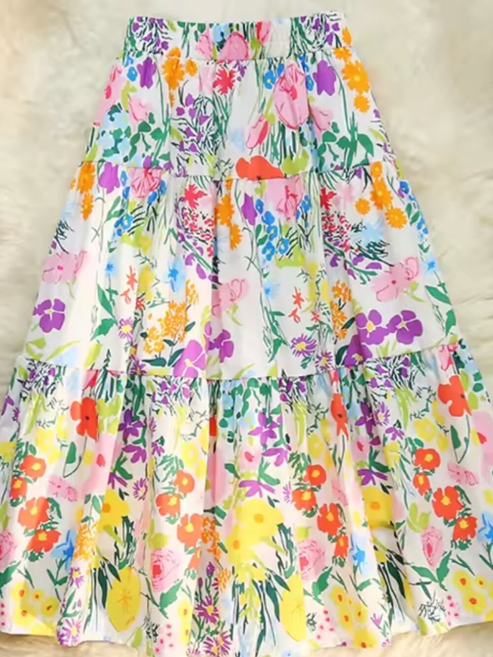 Floral ruffle tiered mini skirt